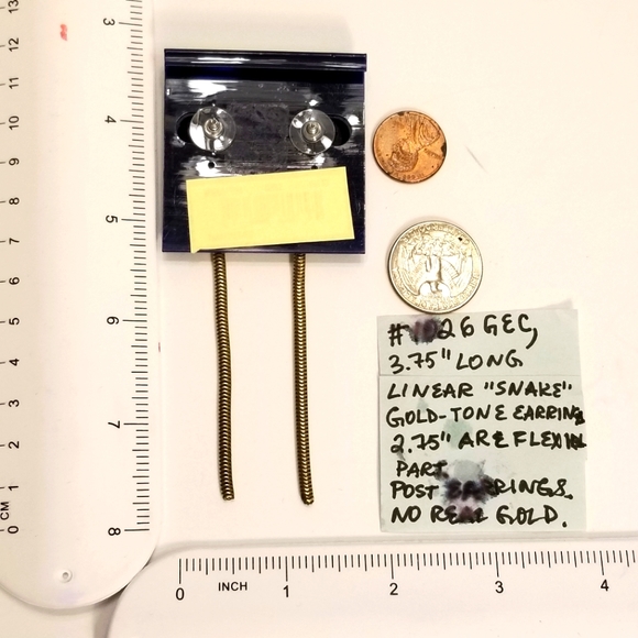 ✅Bloomingdales Gold Long Linear Snake Chain Post Earrings - Picture 6 of 12